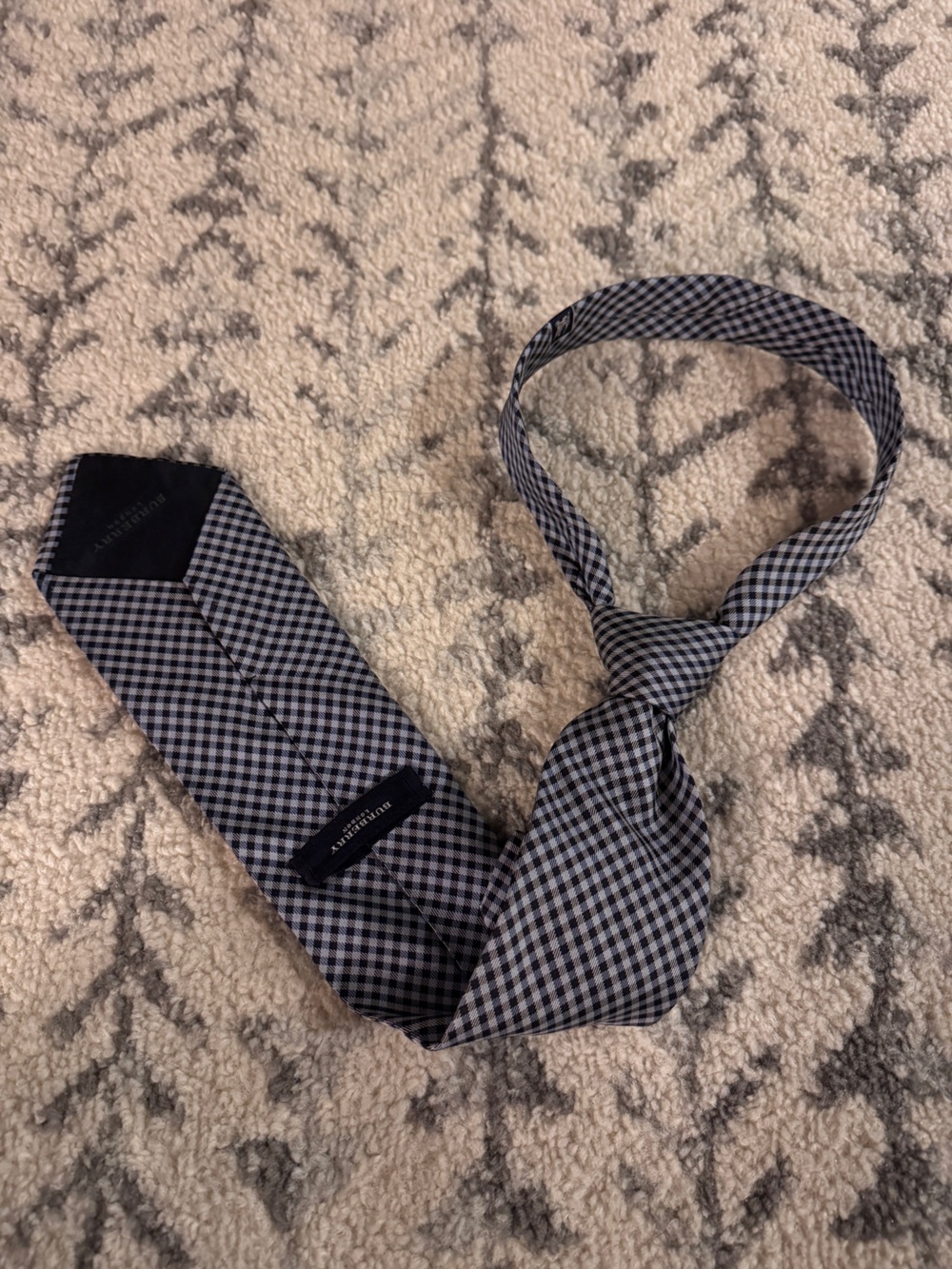 Burberry Classic Black and White Gingham Men's Tie